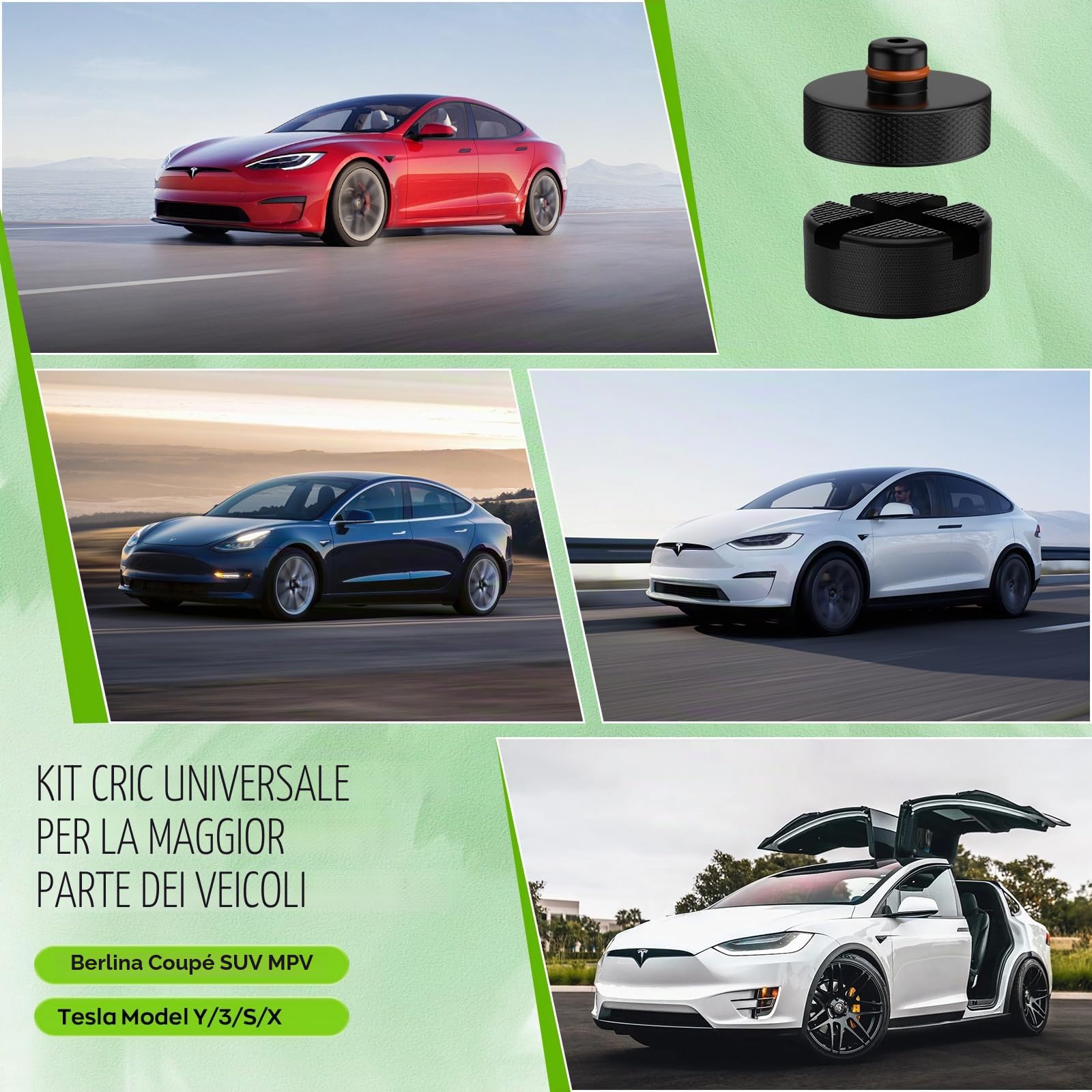 IMAYCC Nuovo Aggiornamento Cric Per Auto 3T/3000kg, Cric Auto Con Universale Tampone In Gomma, Cric Portatile Per Auto Con Chiave Per Dadi Ruota, Kit Emergenza Auto Per SUV MPV Tesla Model 3/Y/S/X