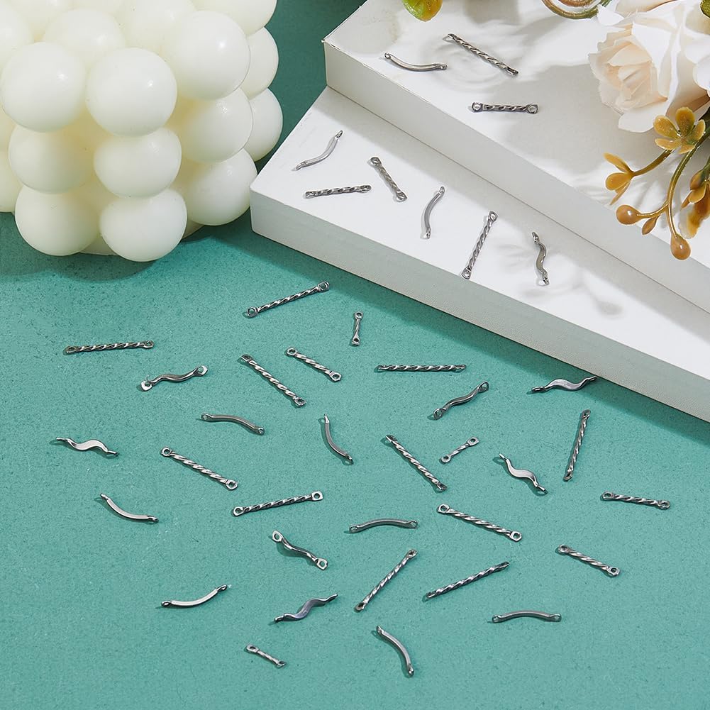 DICOSMETIC 150Pcs 5 Styles Bar Links Connectors Stainless Steel Twisted Bar Link Charms 10/15/20mm 2-Hole Stick Strip Connectors Earrings Connector Rod for DIY Jewelry Making - Image 5