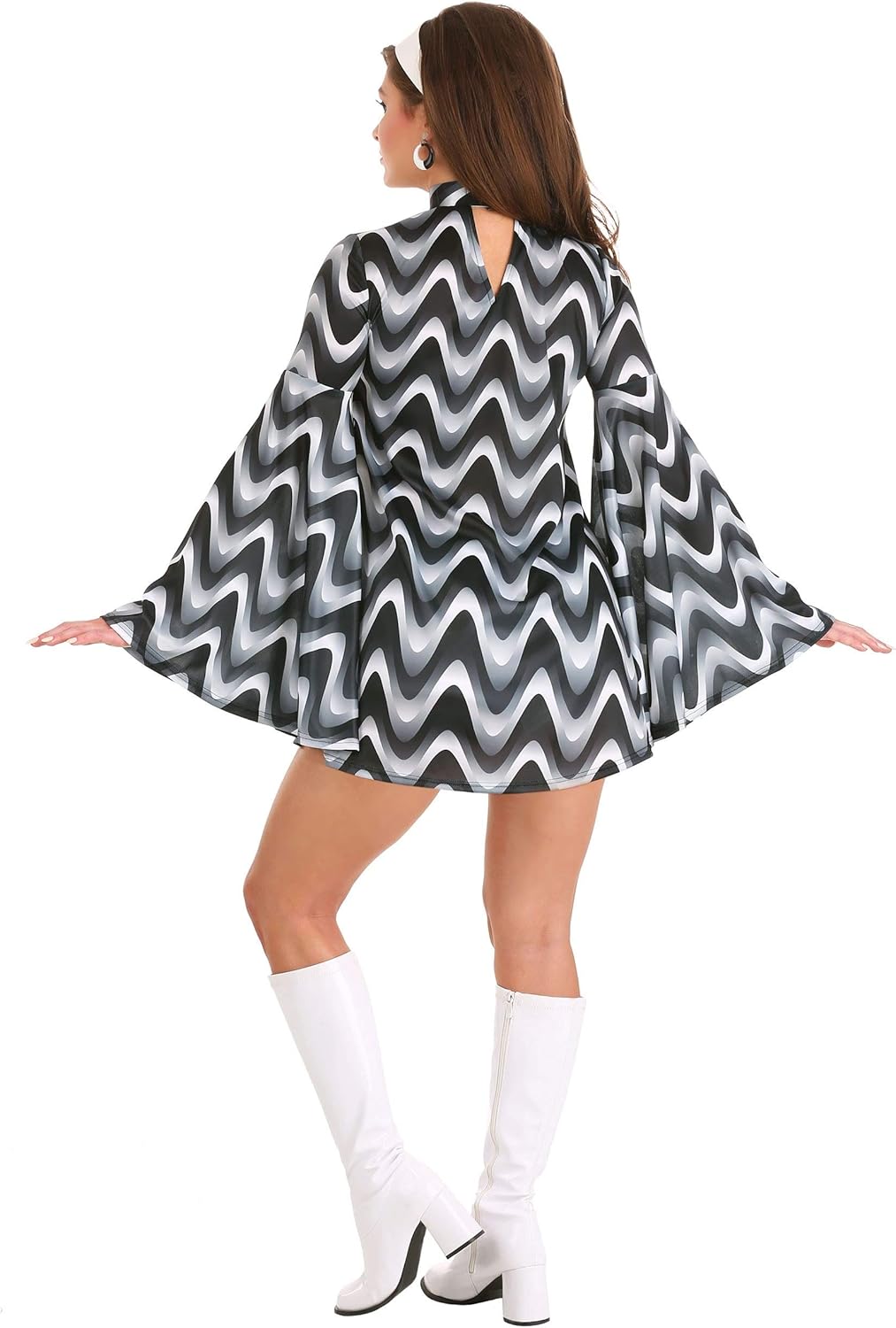 Women's Disco Costume | 70s Outfit For Halloween and Dress Up Play Pretend | Adult Groovy Dress - Image 3