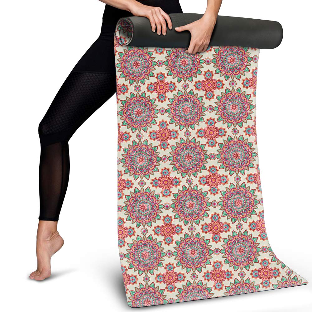 HUGS IDEA - Esterilla de yoga de ante ultrafina de 2 mm para equipo de fitness, antideslizante, 183 x 68 x 0,2 cm, color Mandala., tamaño talla única
