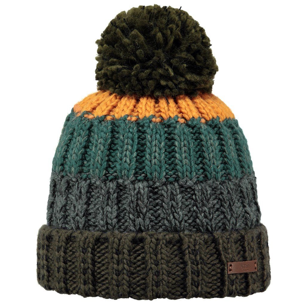 Barts Wilhelm Knit Hat with Cuff ski Hats Bobble (One Size - Olive)