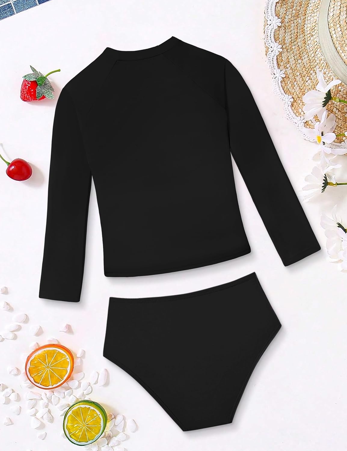 Girls Rash Guard Swimsuit Long Sleeve Swimsuit Color Block Two Piece Bathing Suit for Girls UPF 50+ Padded Swimwear - Image 7
