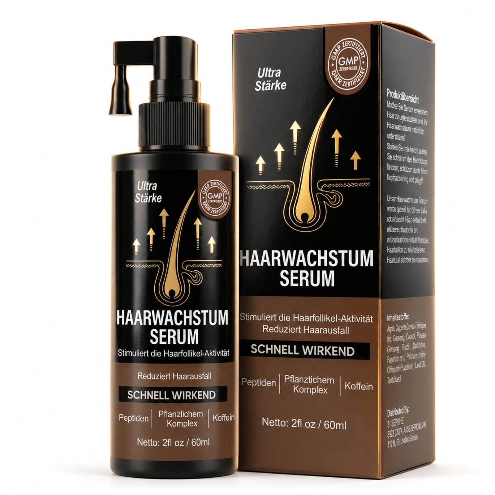 Hair Growth Spray, 60 Ml Haarwachstumsspray für Frauen & Männer, das Haarwachstum Beschleunigt, Haarwachstum Serum für Haardicke und Pflege, Spray Design Frisch Nicht Fettig