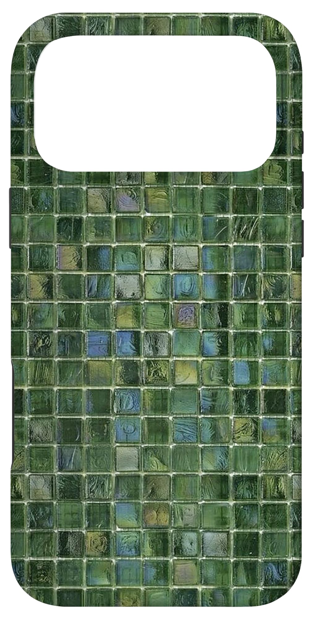 Green Toned Glass Mosaic Tiles Aesthetic Case for iPhone 17 Pro Max