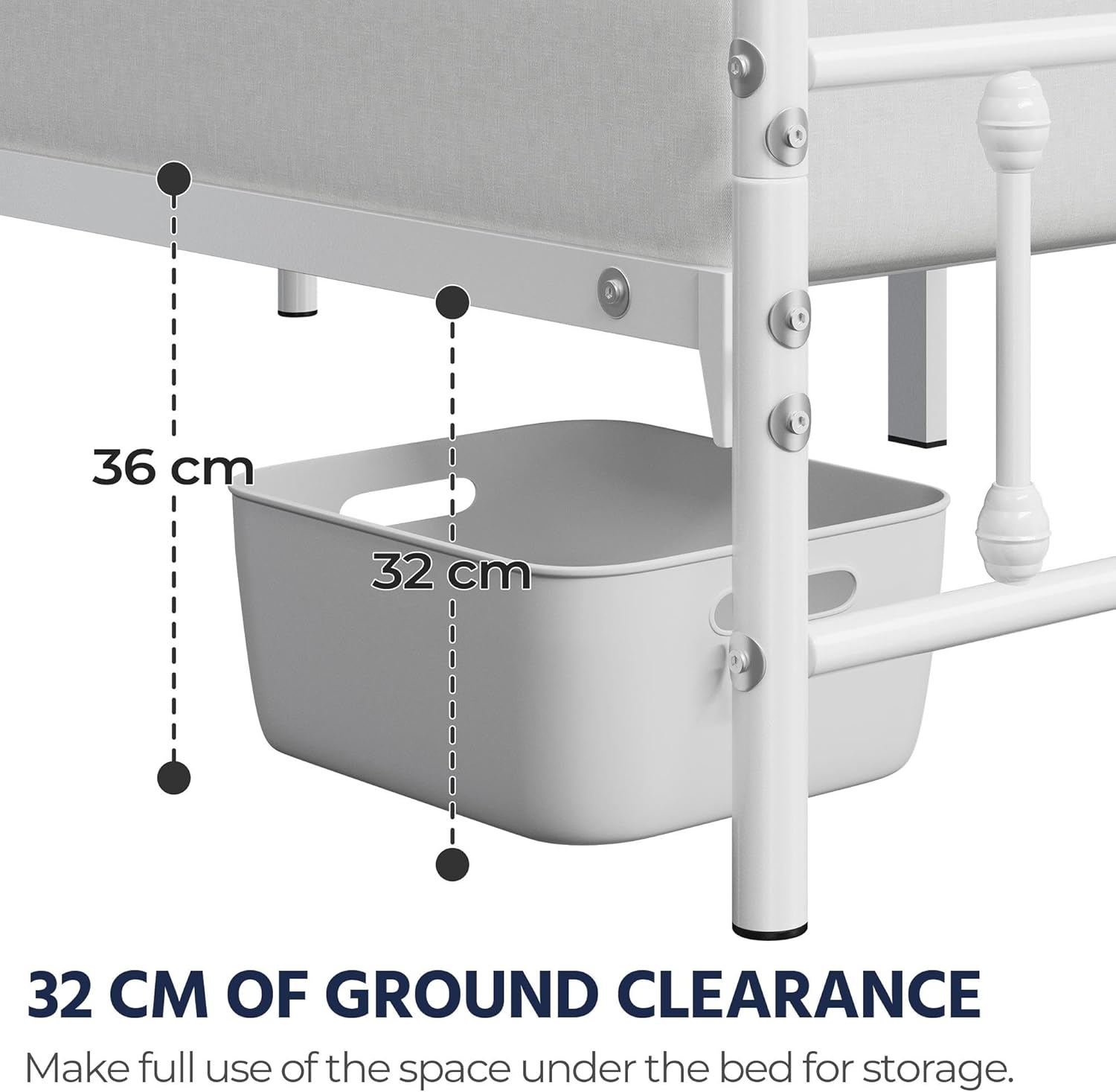 32 cm ground clearance for under-bed storage