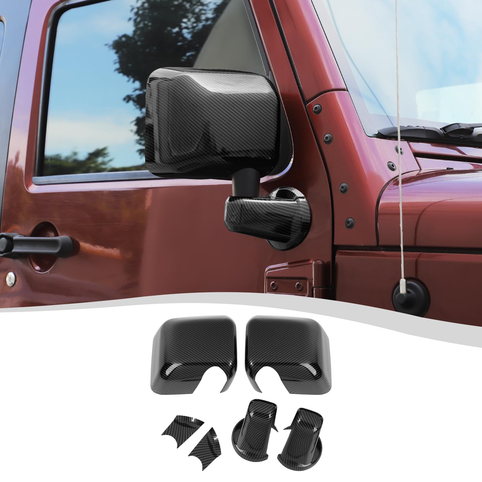 Photo 1 of SQQP Side Mirror Cover,Rearview Mirrors Decoration Trim Kit Fit for 2007-2018 Jeep Wrangler JK JKU(Carbon Fiber?
