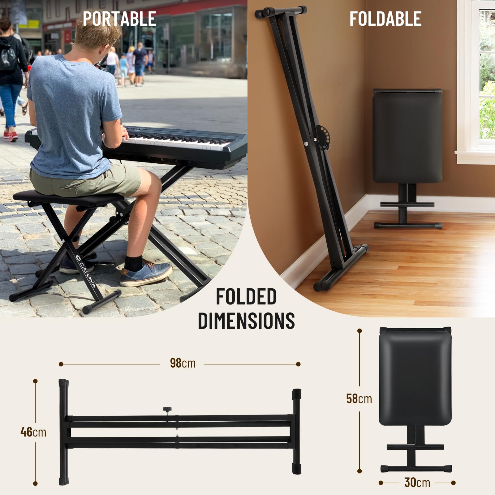 CAHAYA Complete Oplossing Keyboardstandaard En Keyboardbank 6 Niveaus In Hoogte Verstelbaar Dubbel X Frame Voor 61 76 88 Toetsen Draagvermogen 168 Kg Zwart 2688988439