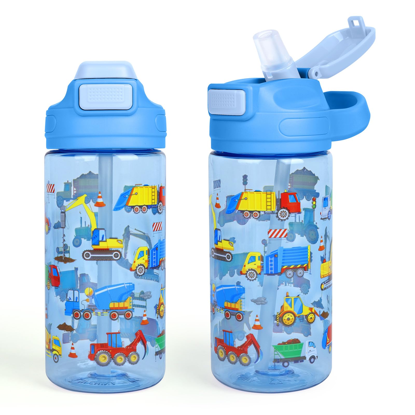 Gourde Enfant Anti-Fuite 480ml avec Paille et Poignée Sans BPA Bouteille Sport École