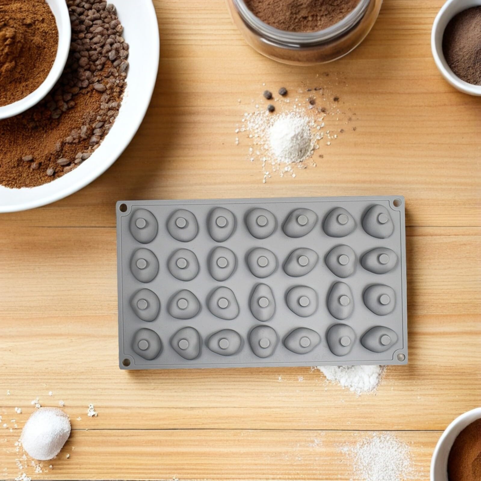 Moldes de Silicona Antiadherentes 28 Cavidades Forma de Piedras para Mini Chocolates Trufas y Mousse Resistentes al Calor Aptos para Hornear y Decorar Cupcakes 2 Piezas