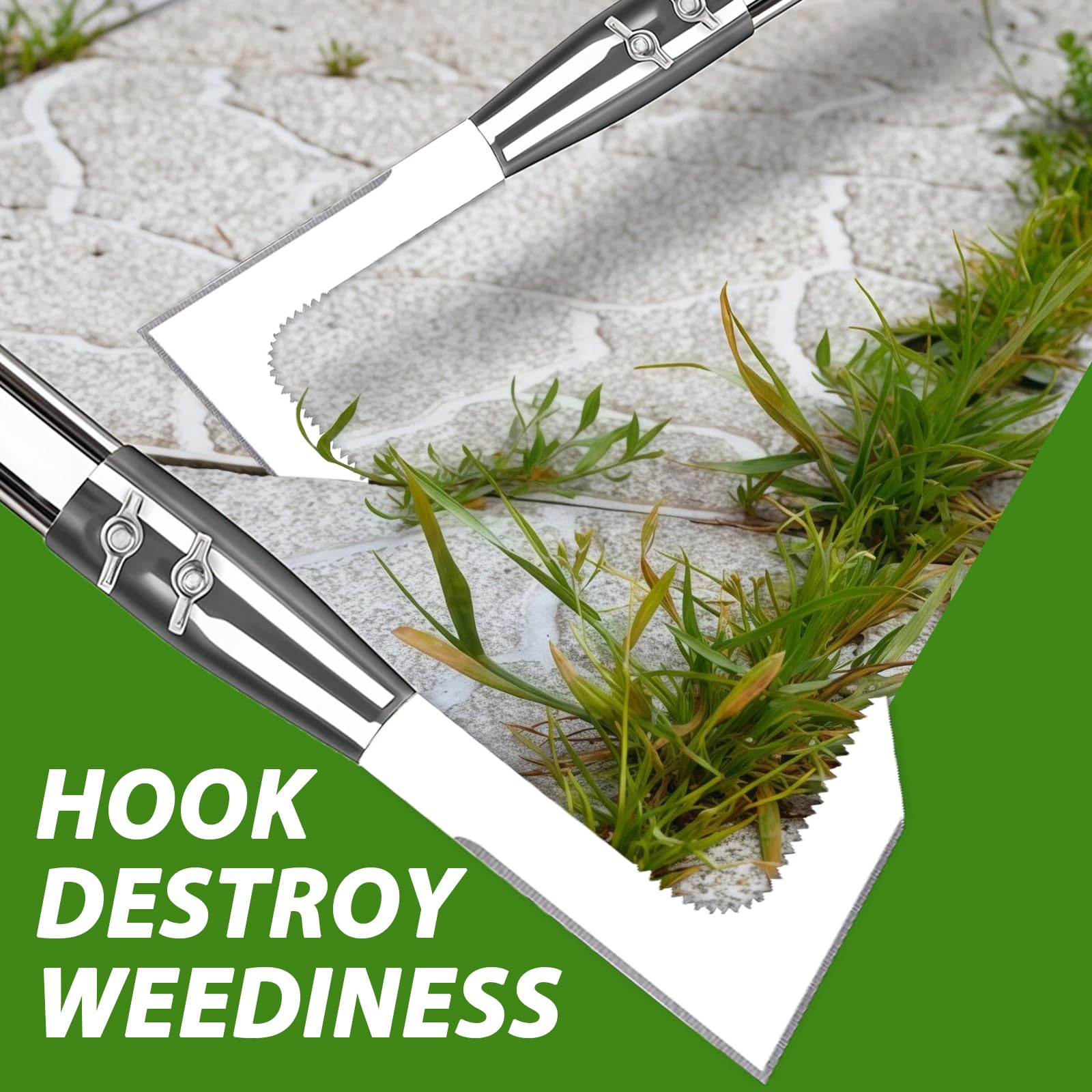 GAESHOW Brosse à Mauvaises Herbes 2-en-1 avec Manche Télescopique 160cm, Outil de Jardin avec Brosse Métallique et Grattoir, pour Nettoyage Joints Pavés, Bordures et Enlèvement d'Herbes