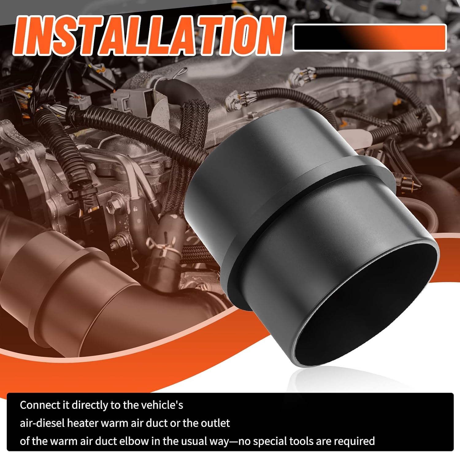 OD 75mm/3" Diesel Heater Ducting Connector,Straight Diesel Heater Hose Connector, Professional Diesels Heaters Vent/Parking Heaters Air Outlet Pipe Accessories for Car,Truck (1PC)