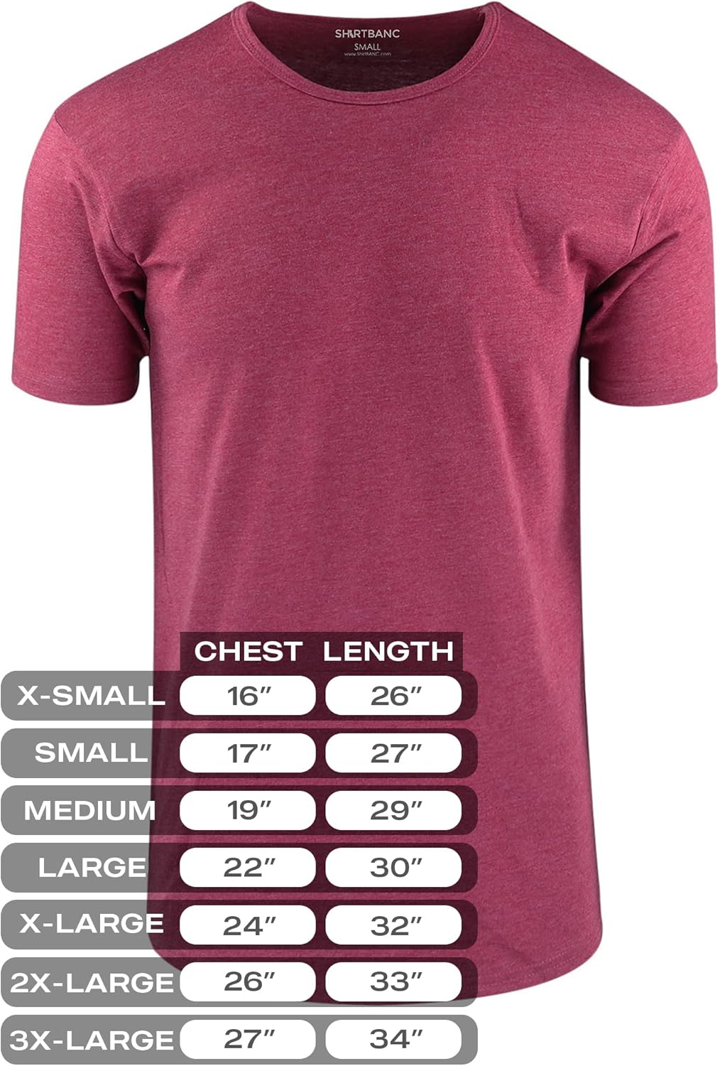ShirtBANC Hipster Hip Hop Elong Drop Cut Mens Shirt Dance Dropcut Tshirt Small Burgundy Heather