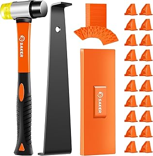 Saker Laminate Flooring Tools, 63-Piece Wood Flooring Installation Kit with 60 Flooring Spacers,Tapping Block, Pull Bar, Rubber Mallet