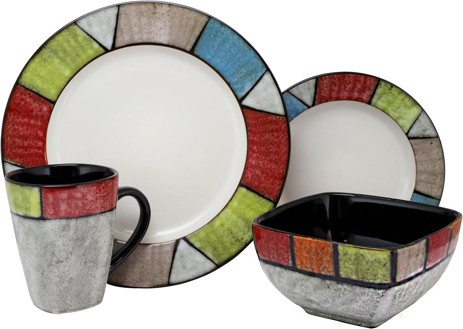 Elama's Country Cottage16 Piece Stoneware Dinnerware Set