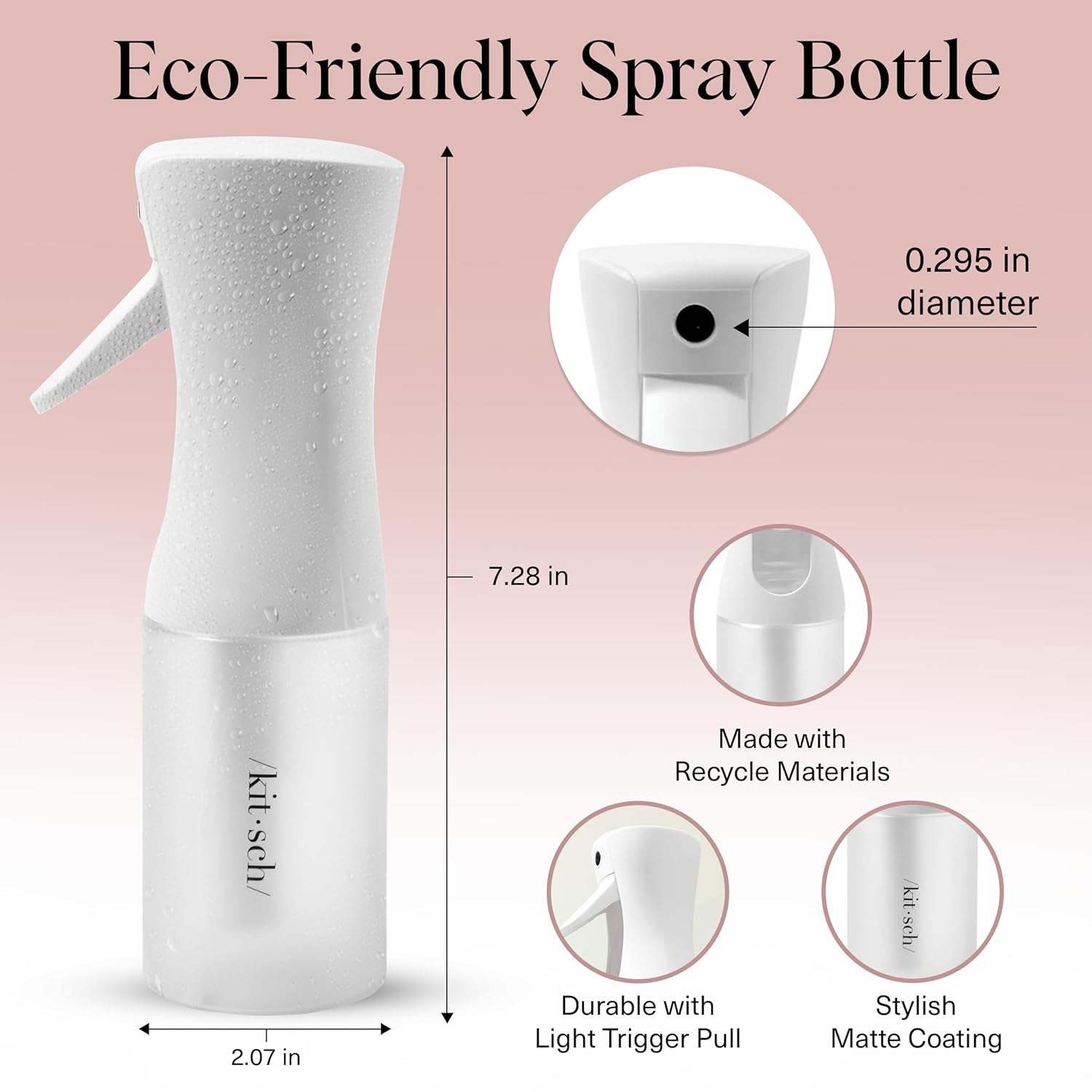 Kitsch Continuous Spray Bottle for Hair – Fine Mist Water Mister & Water Spray Bottle – Recycled Hair Spray Bottle – Spray Bottles for Cleaning, Styling, Plants & More – White, 150ml image 6 of 8 B0CVZXQGZ3