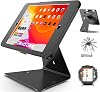 Soporte de quiosco para iPad antirrobo de 10.2 pulgadas (9.ª/8.ª/7.ª generación) Montaje seguro para tableta | Soporte de mostrador de aluminio con bloqueo y carcasa con llave, giro de 360° y rotación para exhibición al cliente, soporte para POS, grado comercial 1