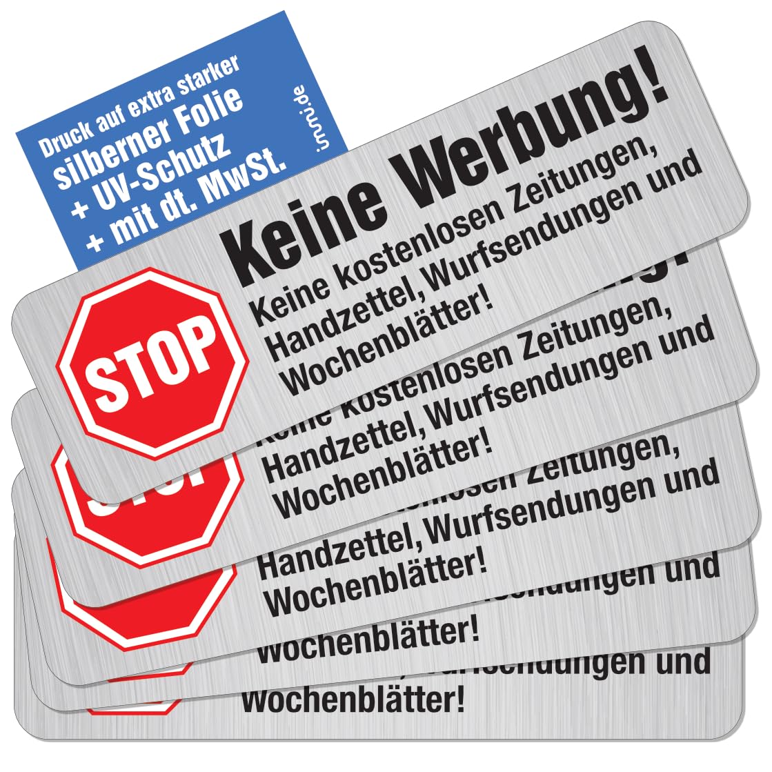immi Keine Werbung Aufkleber (5 St. KWA - Silberf.)