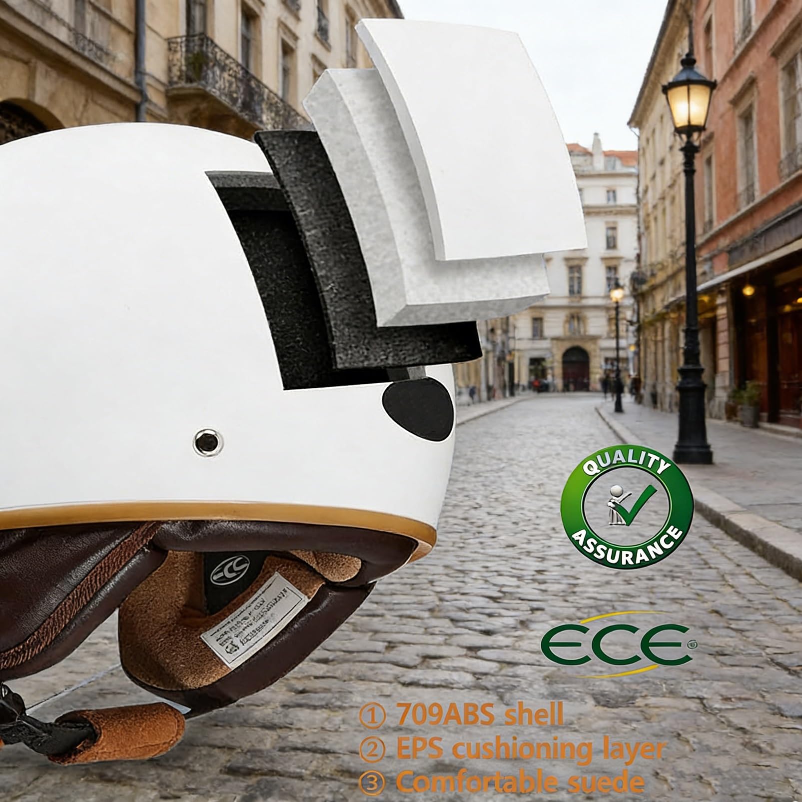 Casco 3/4 Aperto - Certificato DOT/ECE, Adatto Per Moto Retro, Cruisers, Choppers, Scooter, Moto Antiurto E Caschi Jet Semi-aperti, Unisex Per Adulti Tutte Le Stagioni, Taglia 54~61cm(23)