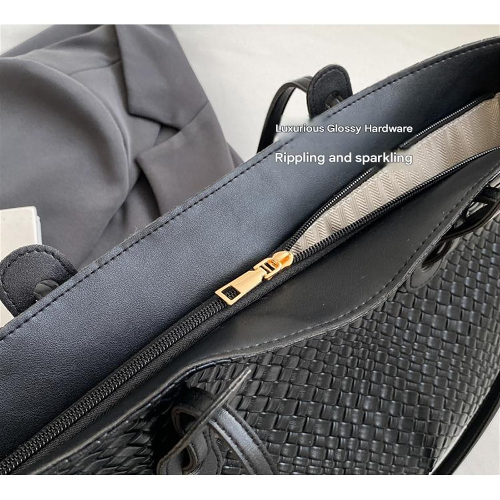 Borsa in Tessuto di Grande capacità A Tracolla Sottobraccio retrò E Versatile-Marrone
