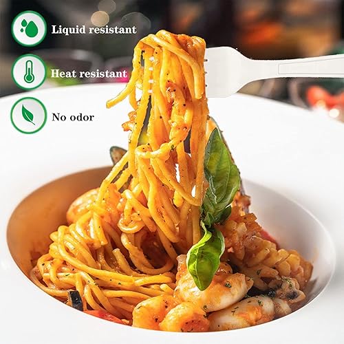 Miniatura 5 de Cucharas biodegradables desechables resistentes de base biológica CPLA 100% compostables para fiestas, barbacoa, picnic, camping, boda, actividades