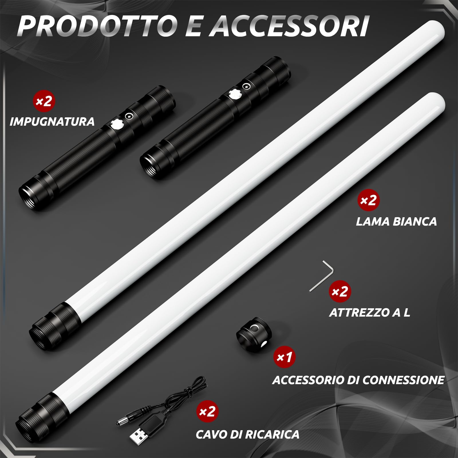 Spada Laser, 2 in 1 Spada Laser per Bambini, Ricarica USB RGB 16 Colori Lightsaber Suoni Simulati di Combattimenti, Regali per Bambini, Feste di Halloween, Cosplay (2 pz.)