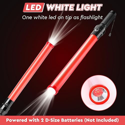 Miniatura 4 de Kanayu Varita de tráfico de señal, bastón de control de tráfico LED, con 3 modos intermitentes, varita de control de seguridad para guía de