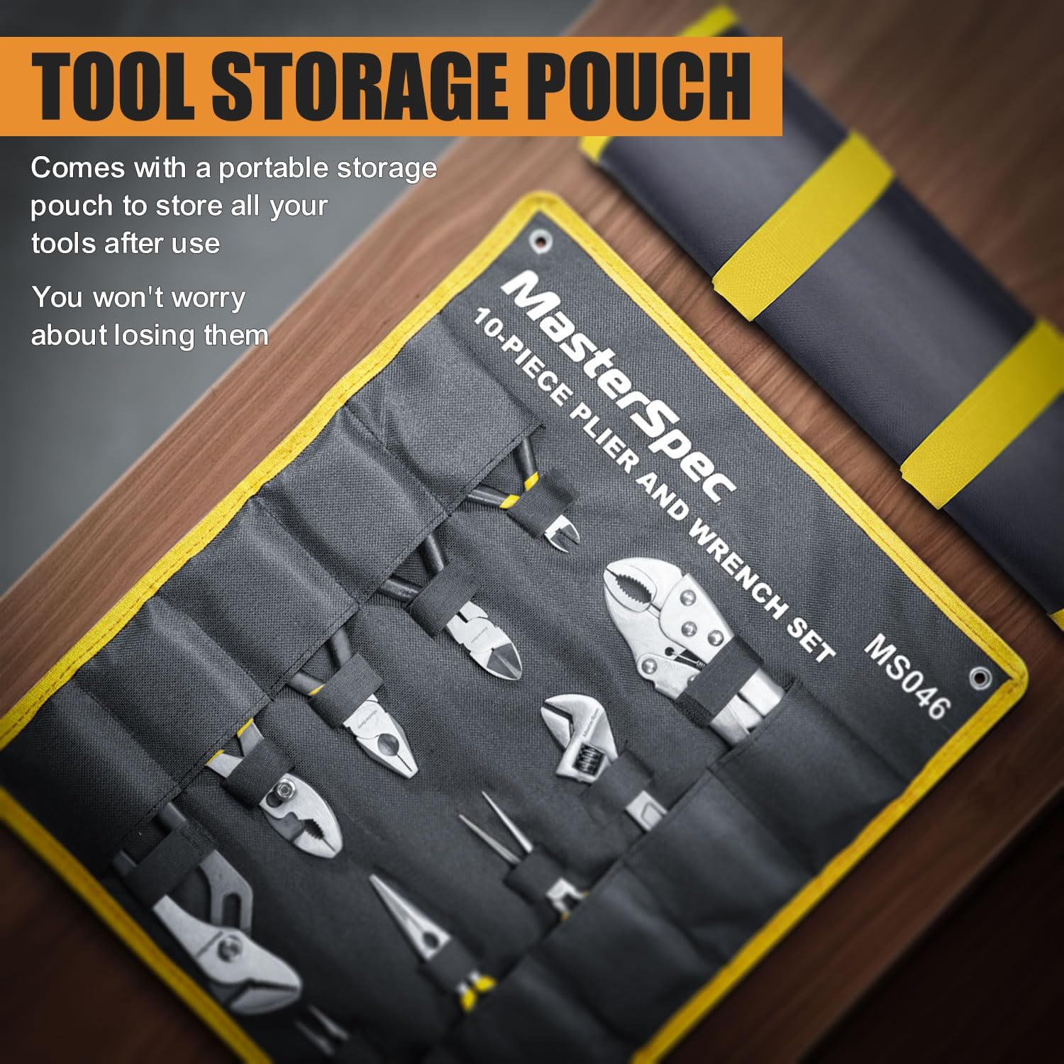 MasterSpec 10pcs Hand Tool Set: Pliers Set - Multi-Grip (Long Nose, Slip Joint, Diagonal, Combination, Jaw Locking, Water Pump Pliers, Adjustable Spanner) for Home & Industry