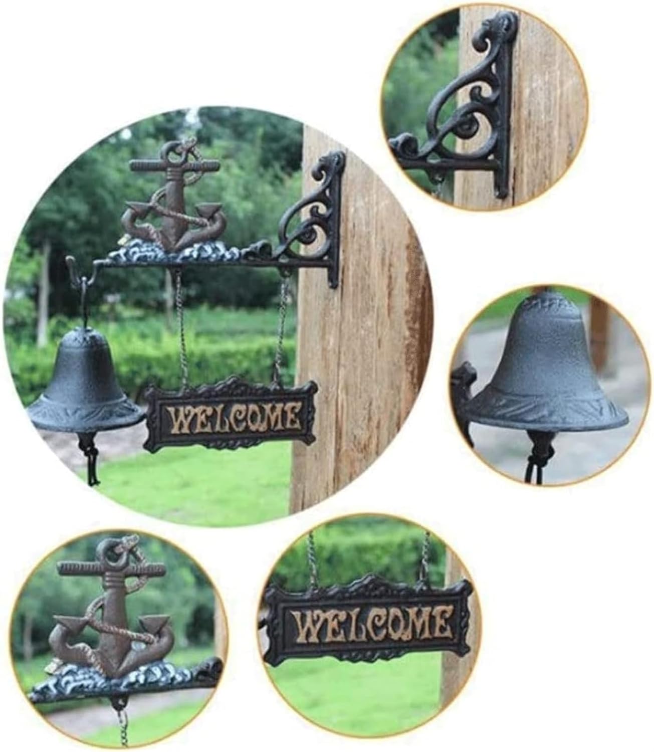 Cast Iron Dinner Bell Cast Iron Wall Hanging Bell Country Farmhouse Wall Decor Antique Style Dinner Bell Decorative Welcome Wall Plaque Yard Sign