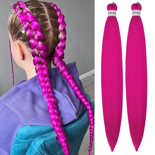 Cabello trenzado rosa preestirado de caja larga de 30 pulgadas, cabello trenzado preestirado (paquete de 2)