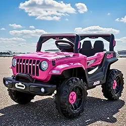 Jipe Infantil Elétrico 12v Carrinho Controle Remoto Música (Rosa)