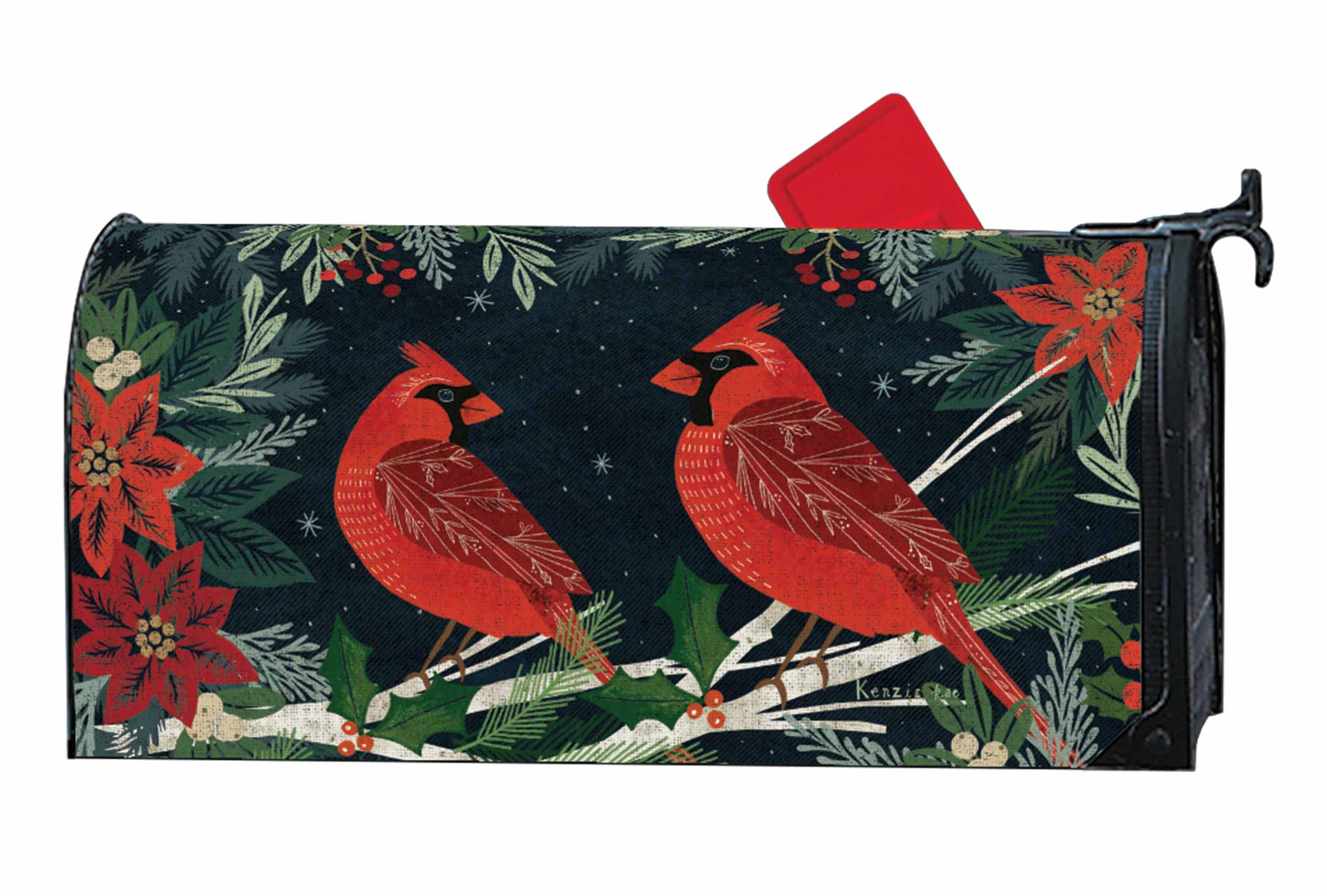 MailWraps Studio M Dogwood Cardinals Magnetic Mailbox Cover – Fits Standard 6.5x19 Inch Mailboxes