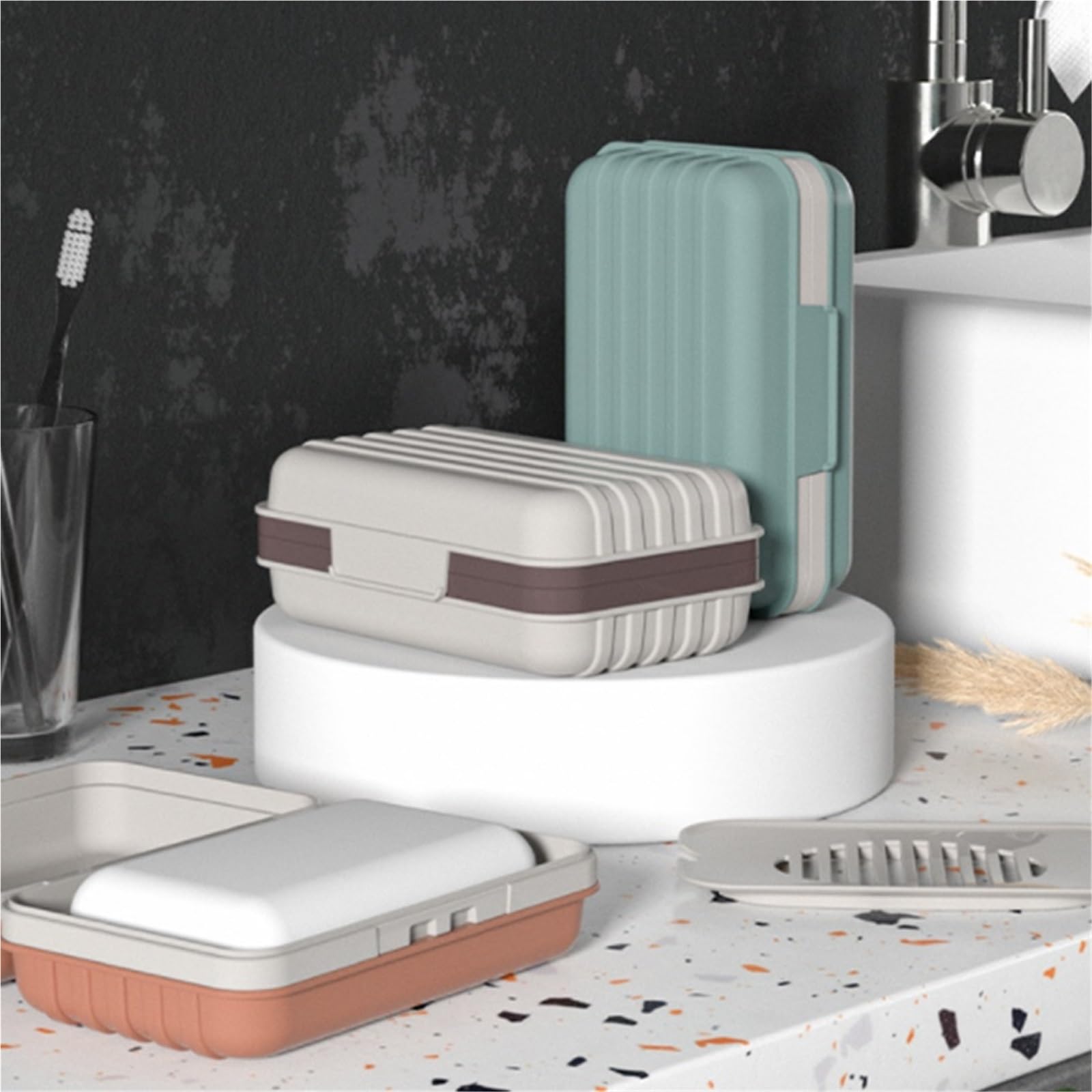 10 jaboneras de baño con Tapa, plástico, for el hogar, Que Mantienen jabón seco, artículos Esenciales Viaje para Casa Ducha Baño(Sky Blue)