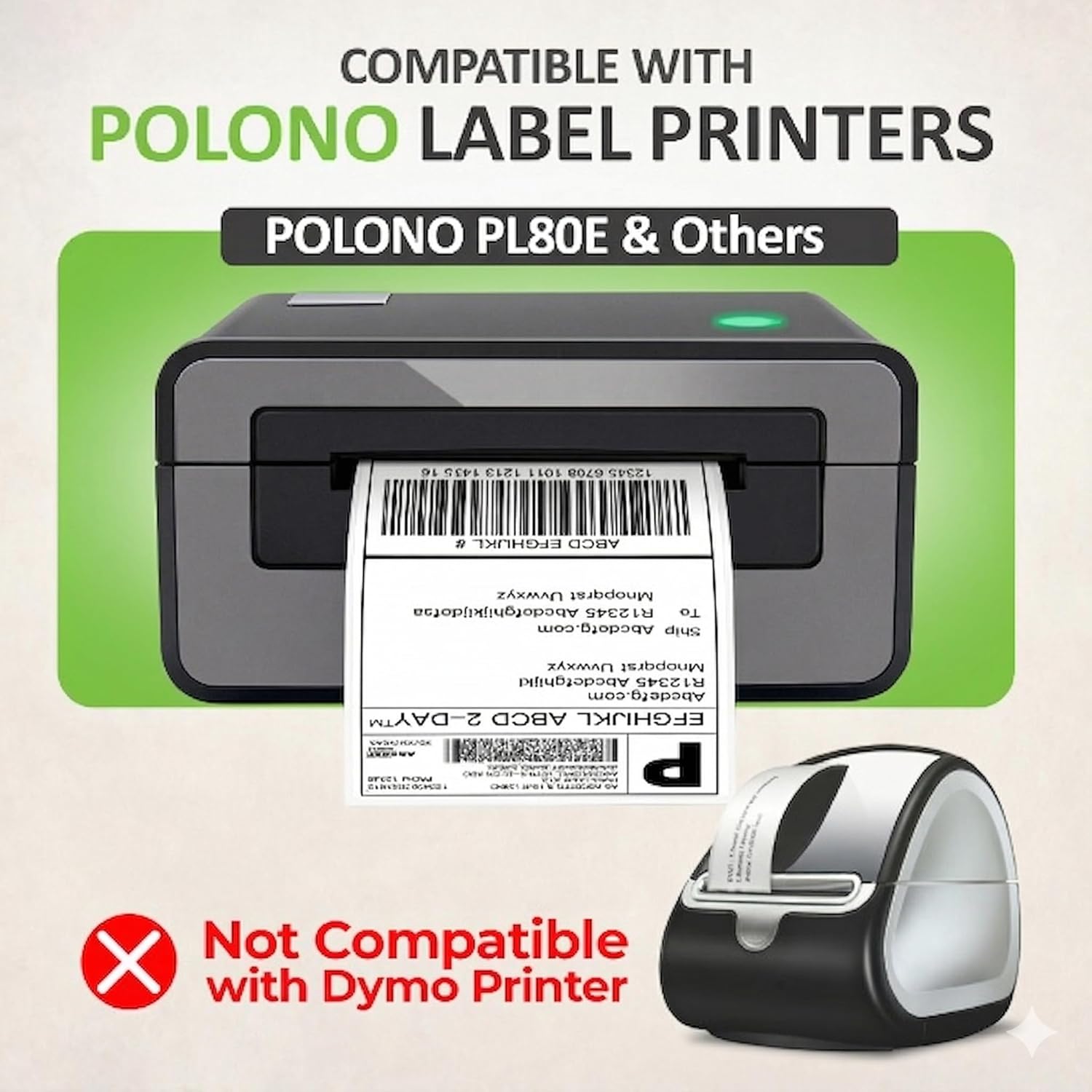 4” x 6” Thermal Shipping Labels – 500 Labels per Stack – Direct Compatible with Polono Label Printer PL80E, PL60 and Other Polono Models (4 Stacks)
