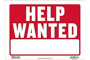 BAZIC Help Wanted Sign, Job Seeker 9&quot;x12&quot;