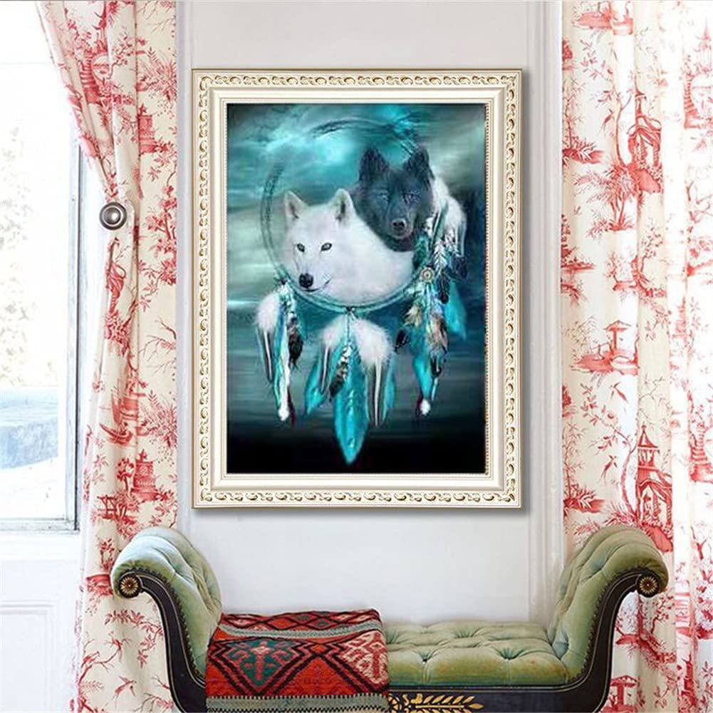 Diamant painting loup xxl pour créer votre propre tableau mosaïque de décoration murale salon