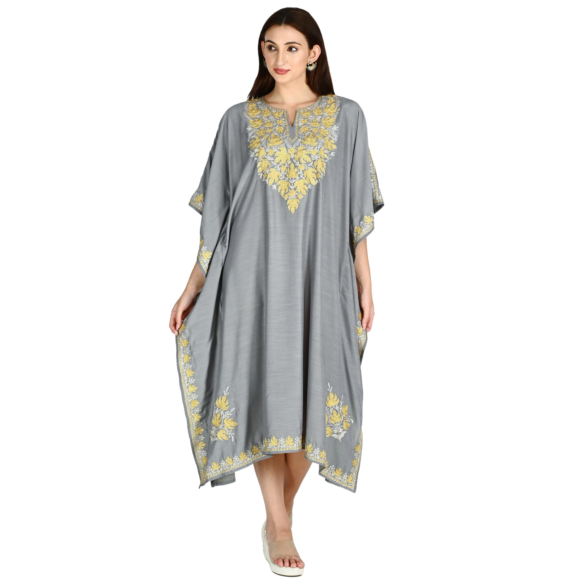 Kashmiri Muslin Silk Kaftan for Women | Dual Tone Tilla Work | Elegant Indo-Western Ethnic Wear-image-49
