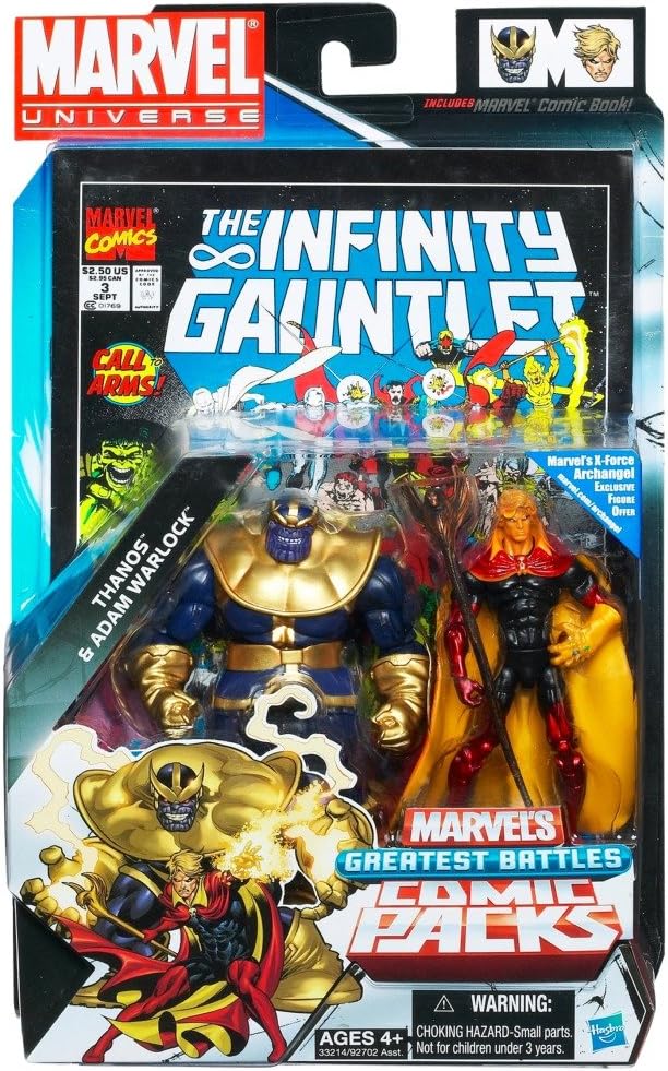 Marvel Universe Thanos and Adam Warlock Figure Comic Pack 4 Inches
