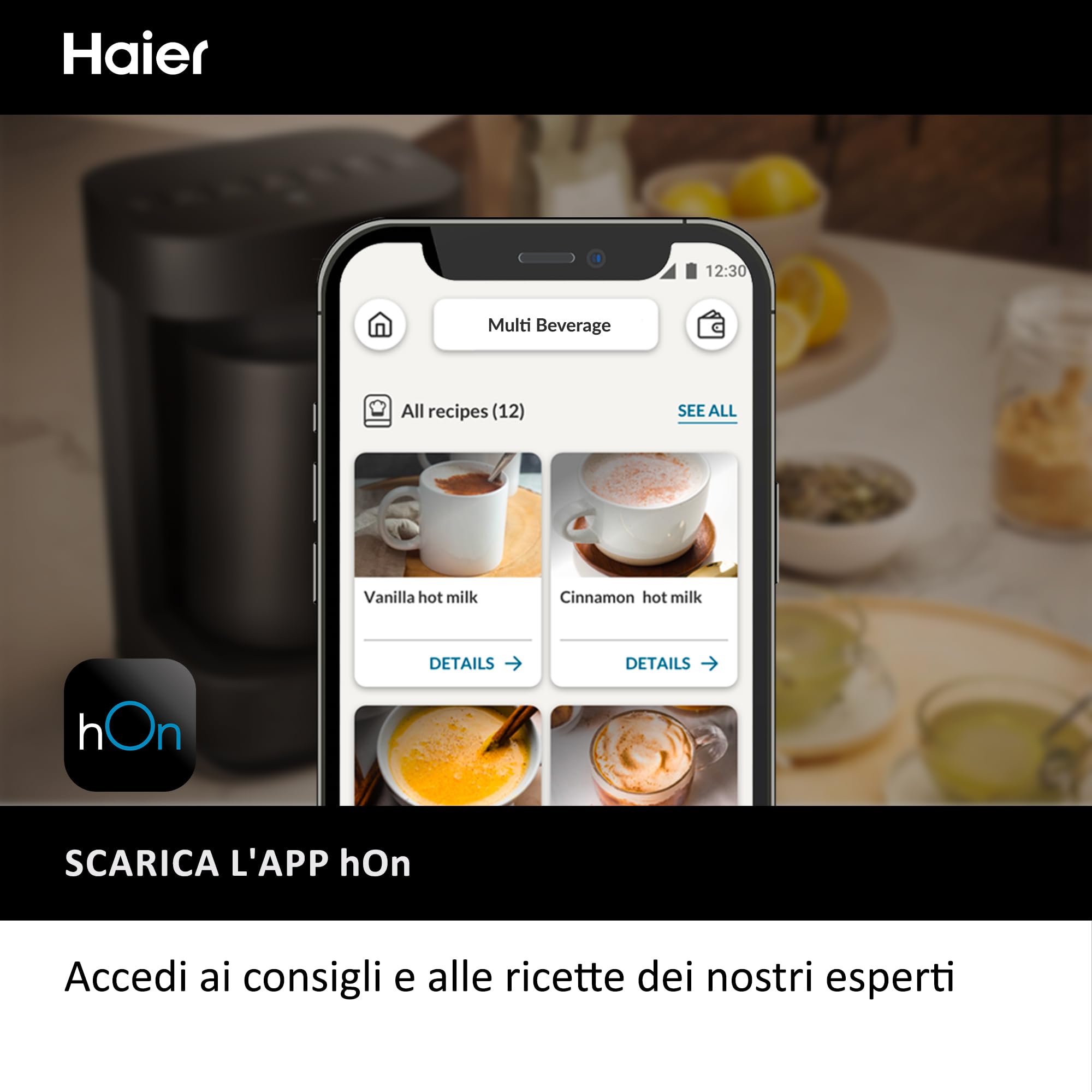 Haier Multi Beverage I-Master Serie 5, programmi multipli per caffè, cioccolata calda, tè e infusi [Nero]