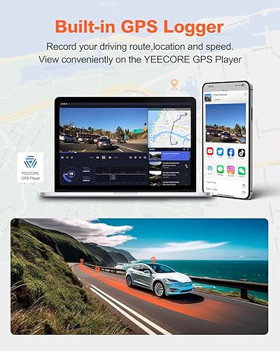 Miniatura 6 de Cámara de salpicadero YEECORE D21, cámara de salpicadero real 4K frontal con WiFi 5G y GPS, cámara de coche LCD de 3" con súper