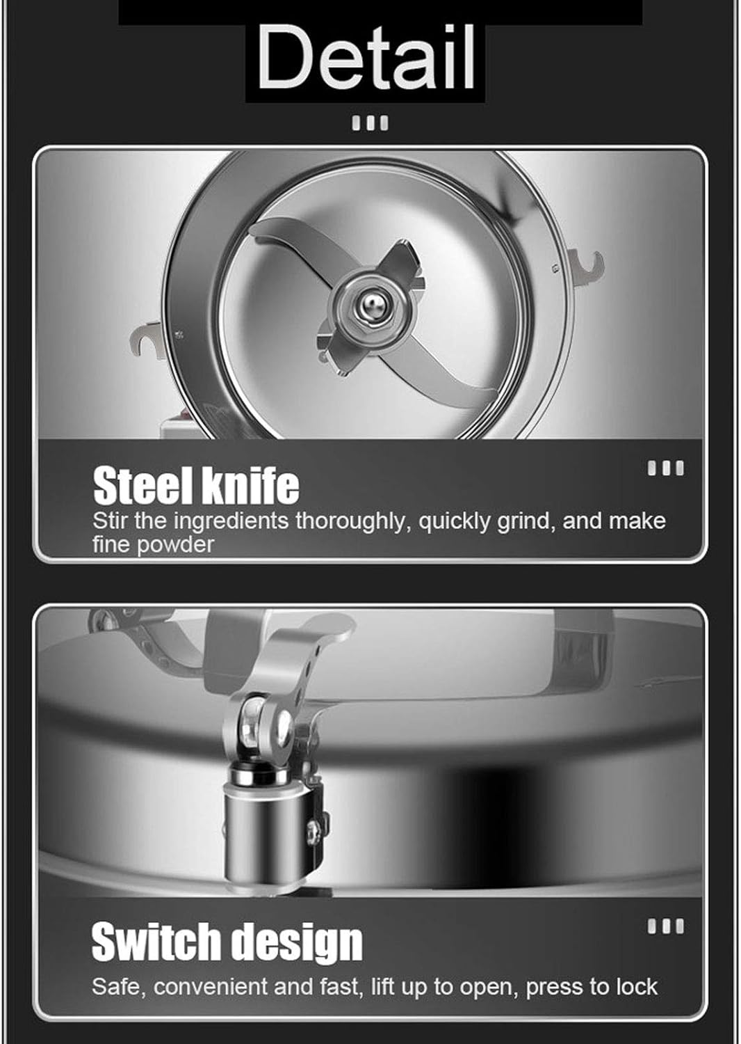 High Speed Timing Grinder Powder Machine for Herb Coffee Spices, Multifunction Cereals Grinder Mill with Overload Protection, Home/Commerci