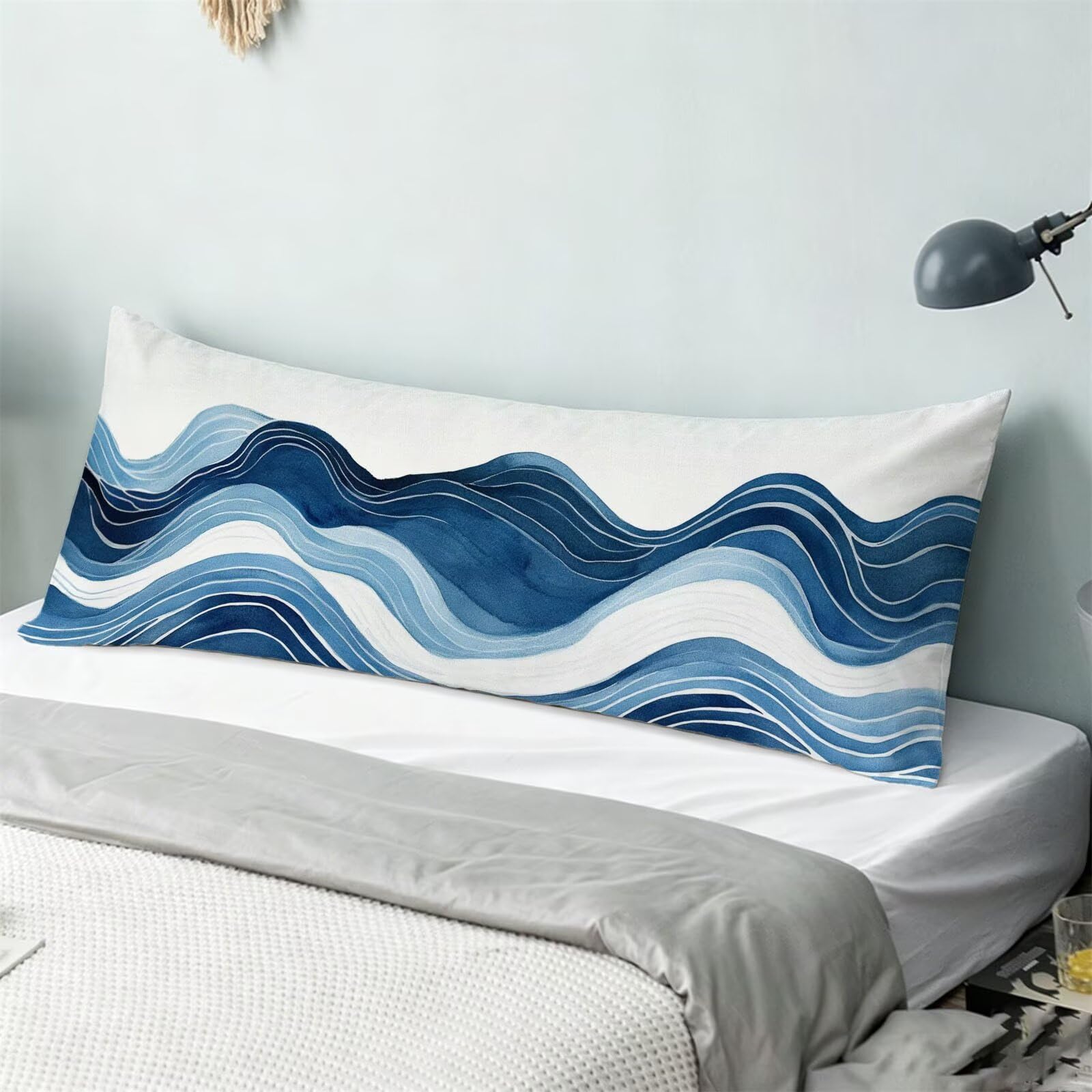 Federe Cuscino Lungo per Dormire Sul Fianco Astratto 60 x 180 cm con Chiusura Lampo Nascosta Velluto Cuscino Lombare Letto Turchese, Morbida Pillow Gravidanza per Dormire, Donna Regali Utili dg-318