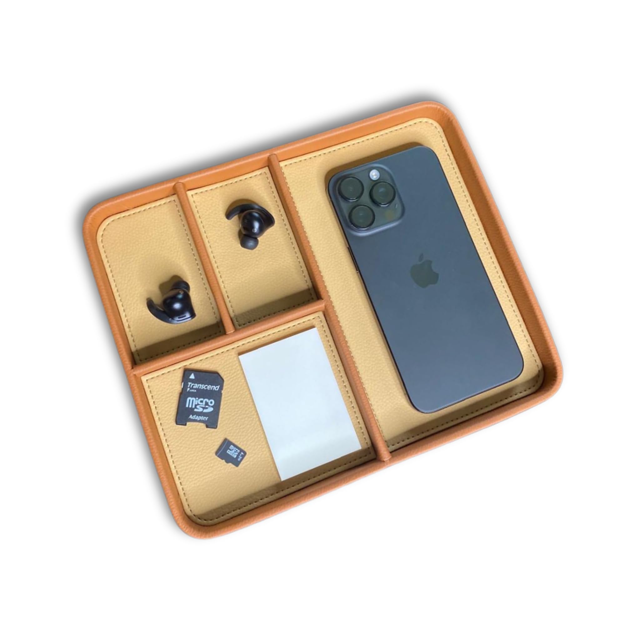 Chill Librarian Tobacco & Tan The Chill Tray - Desk Organiser Valet Tray - Premium Vegan Leather, Edc Catchall, Versatile Storage, Phone, Jewellery, Office Accessories, Keys, Watch, Bedside Table Caddy (Tobacco & Tan)