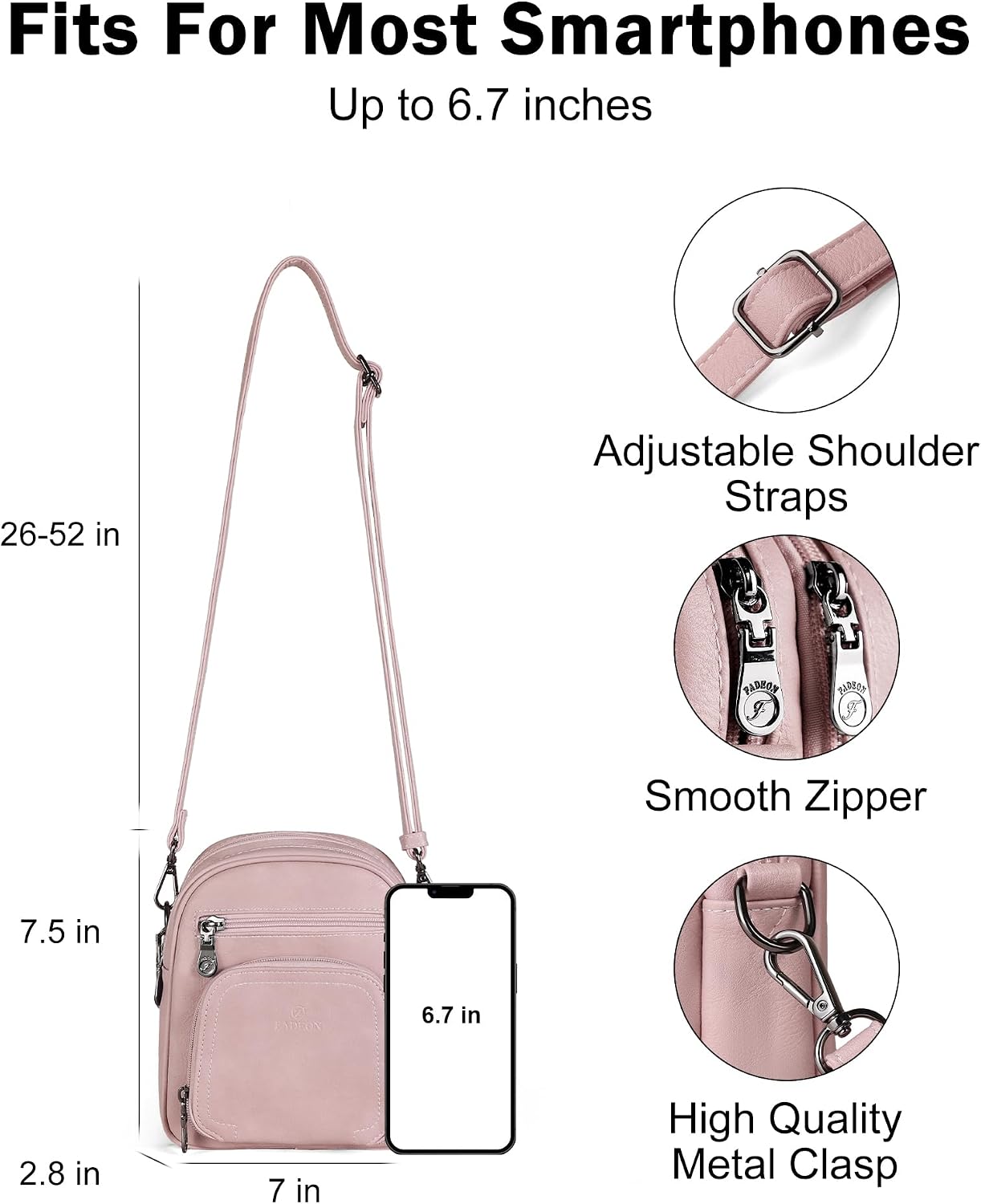 FADEON Small Purses for Women Crossbody Bags, Designer PU Leather Mini Cross Body Purse Travel Shoulder Bag Card Slots