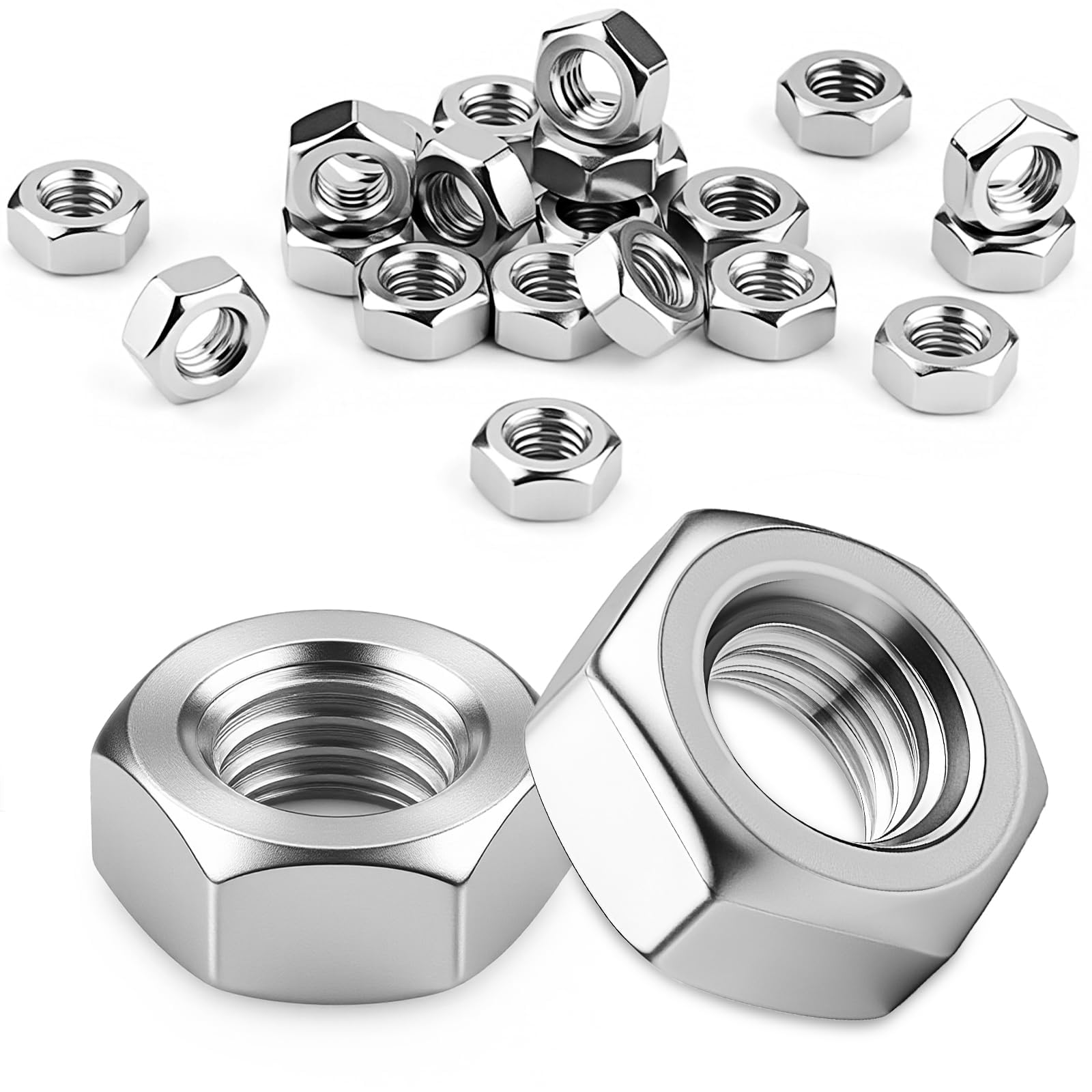 Pyroclasia M6 Muttern Sechskantmuttern Edelstahl A2 V2A DIN 934 Hex Nut 30 Stück Edelstahlmutter Sechskant Mutter Rostfrei für Schrauben Unterlegscheiben Gewindestangen im Innen und Außenbereich