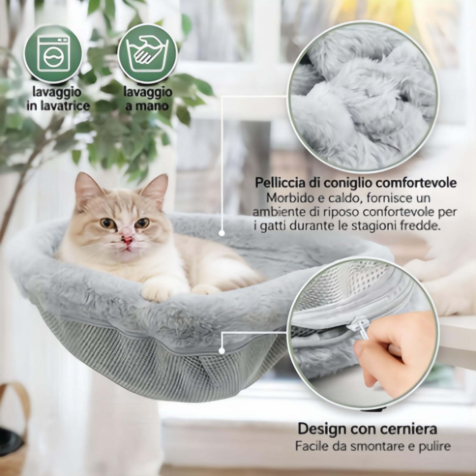 Cuccia Gatto da Scrivania Pieghevole, Amaca per Gatti Letto per Gatti, Facile da Pulire, con Morsetto Stabile, Portata 18 kg