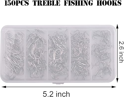 Vista 19 de Fishing Treble Hooks Kit, Red Treble Hooks Sharp Round Bend High Carbon Steel Strong Barbed Fishing Hooks with Stainless Steel Split Rings for Lures
