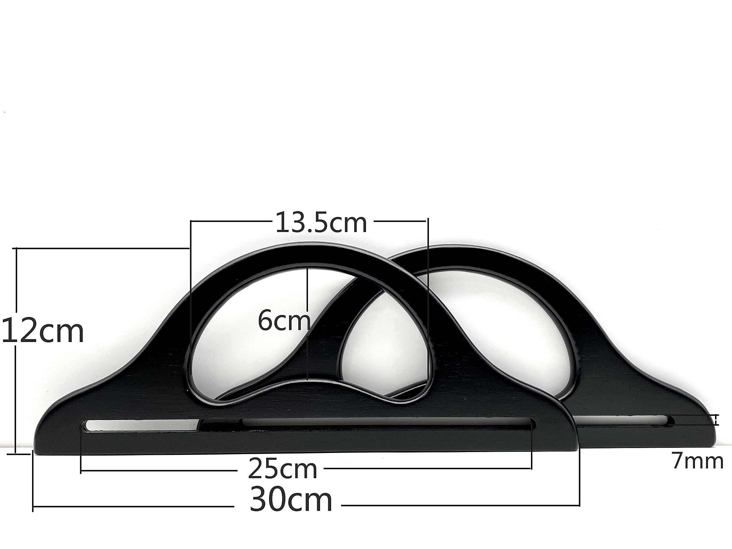 Black, 11 1/2 inch/30cm Wooden Purse Handles, Purse Handles Handbag Handle for Bag Making, Purse Making, Handle Replacement, a Pair (2 Pieces) per lot, M40