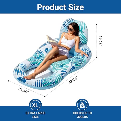 Miniatura 3 de Pool Floats for Adults,Inflatable Chair Lounger Floaties with Drink Holder,Travel Pool Beach Lake Swim Inflatables Water Floating Rafts