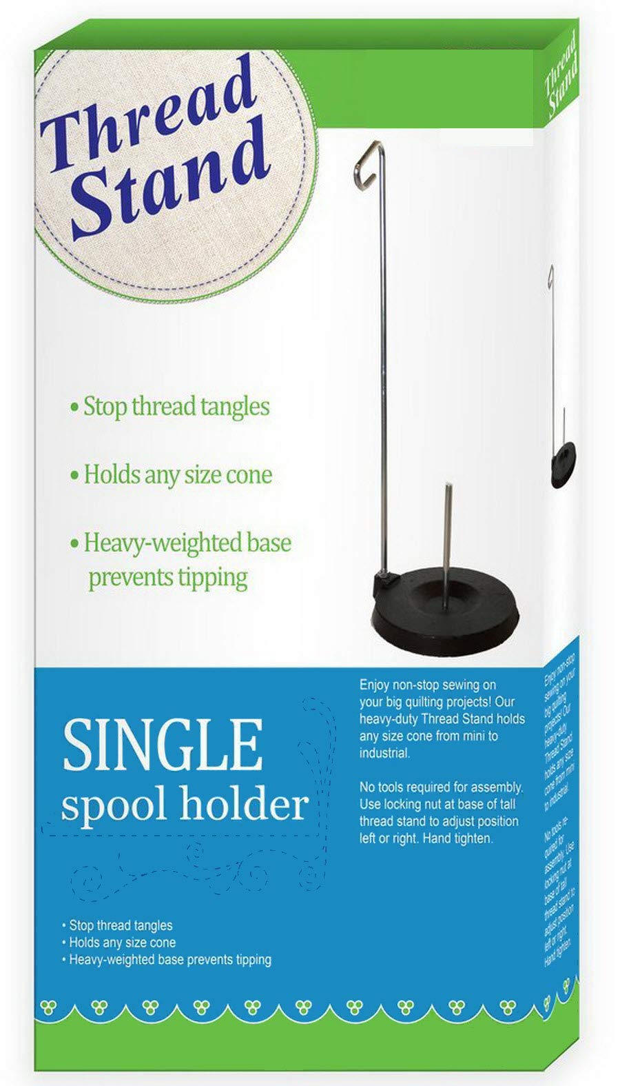 Single Spool Thread Stand with Metal Base for Sewing or Embroidery Machines