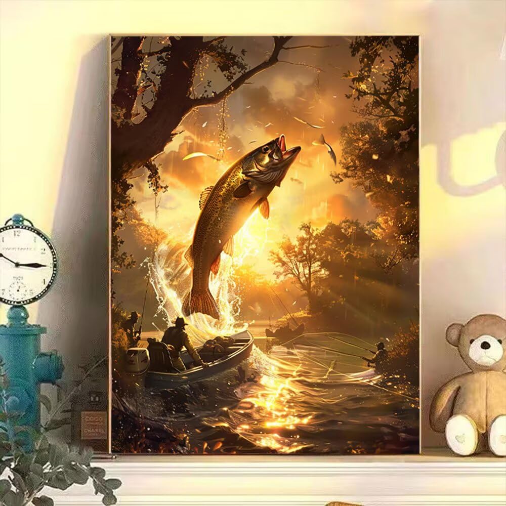 Malen Nach Zahlen Erwachsener, Fischer Angeln DIY Anfänger Hand gemalt Ölmalerei Kit Pinsel und Acrylfarben,als Geschenk für Erwachsene und Heimdekoration, ohne Rahmen 70x90cm D3SS-835